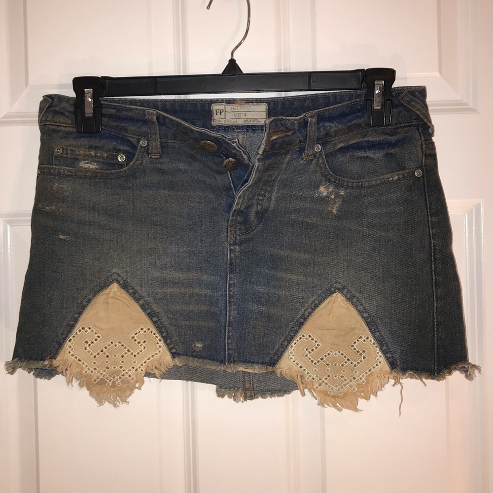 Free People Distressed and vintage looking skirt.